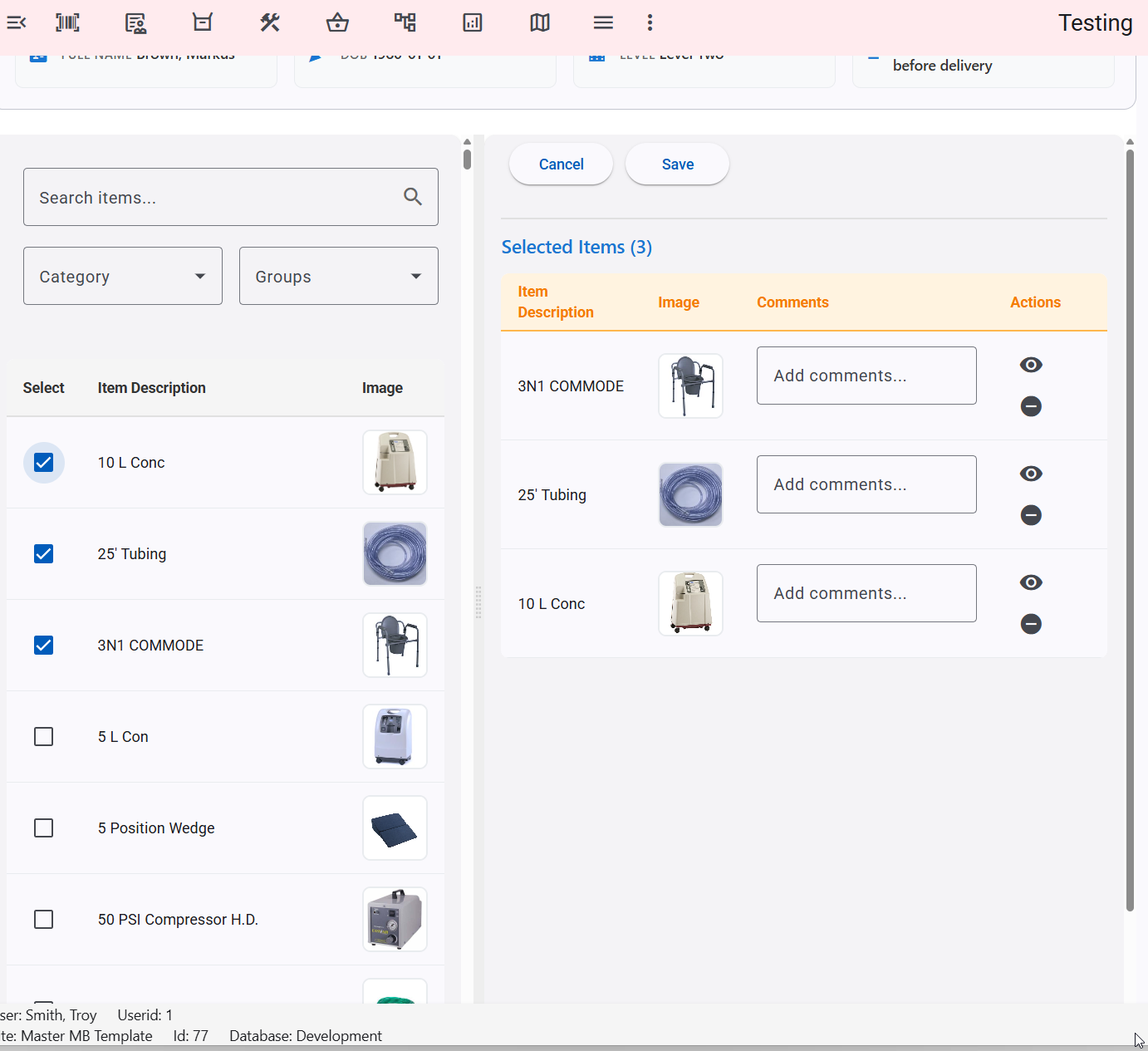 Adding Items to Order